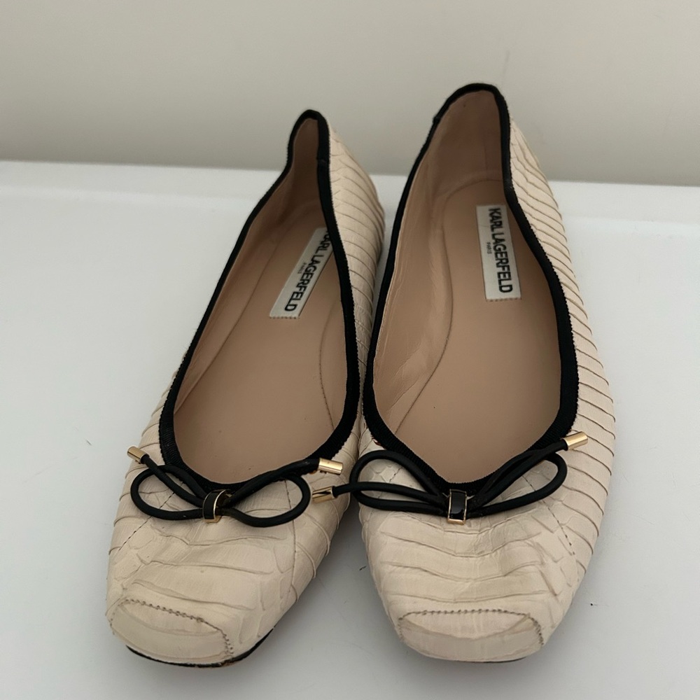 Karl Lagerfeld Ballet Flats Cream Black Size 8.5